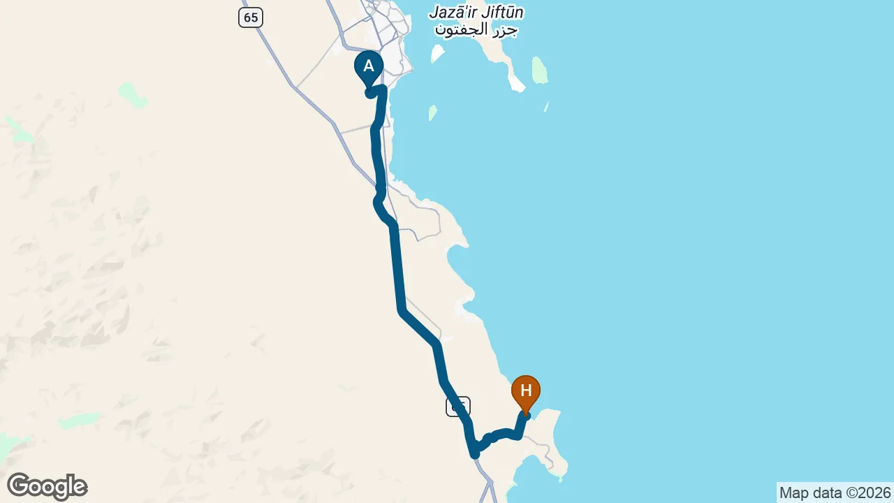 Driving route from Hurghada Airport to Sentido Naga Bay